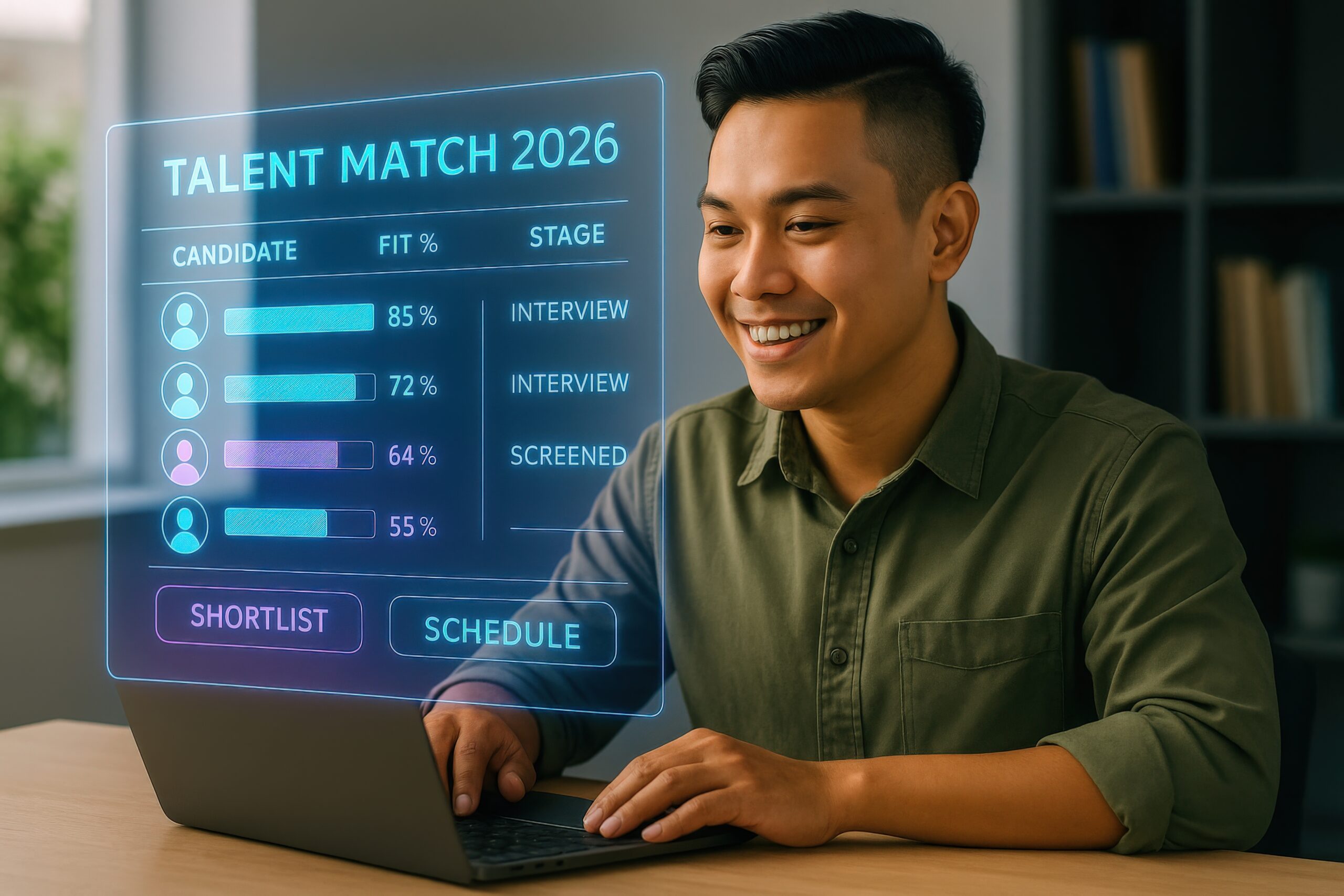 Talent operations manager reviewing recruiting analytics and applicant tracking system performance metrics.