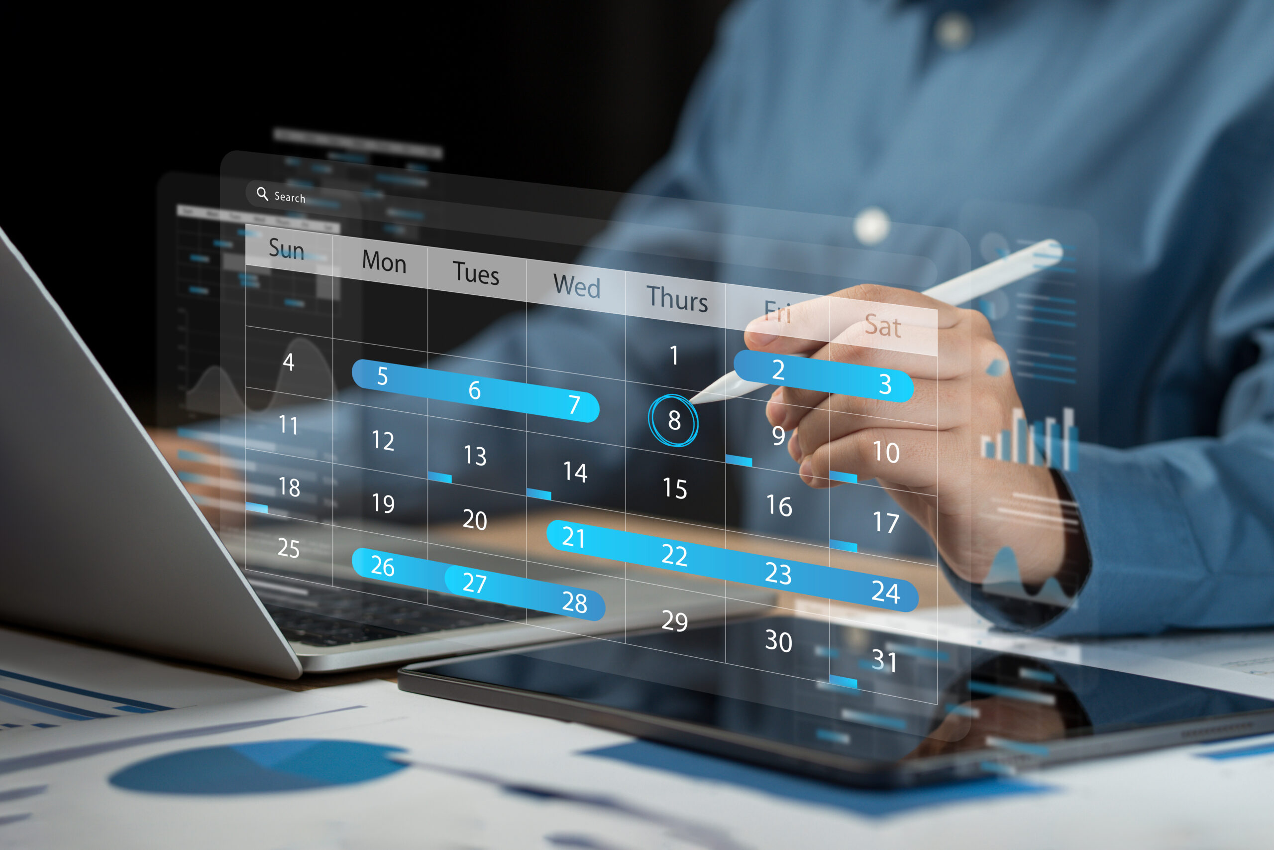 Calendar showing six-day intervals between recruiter outreach emails