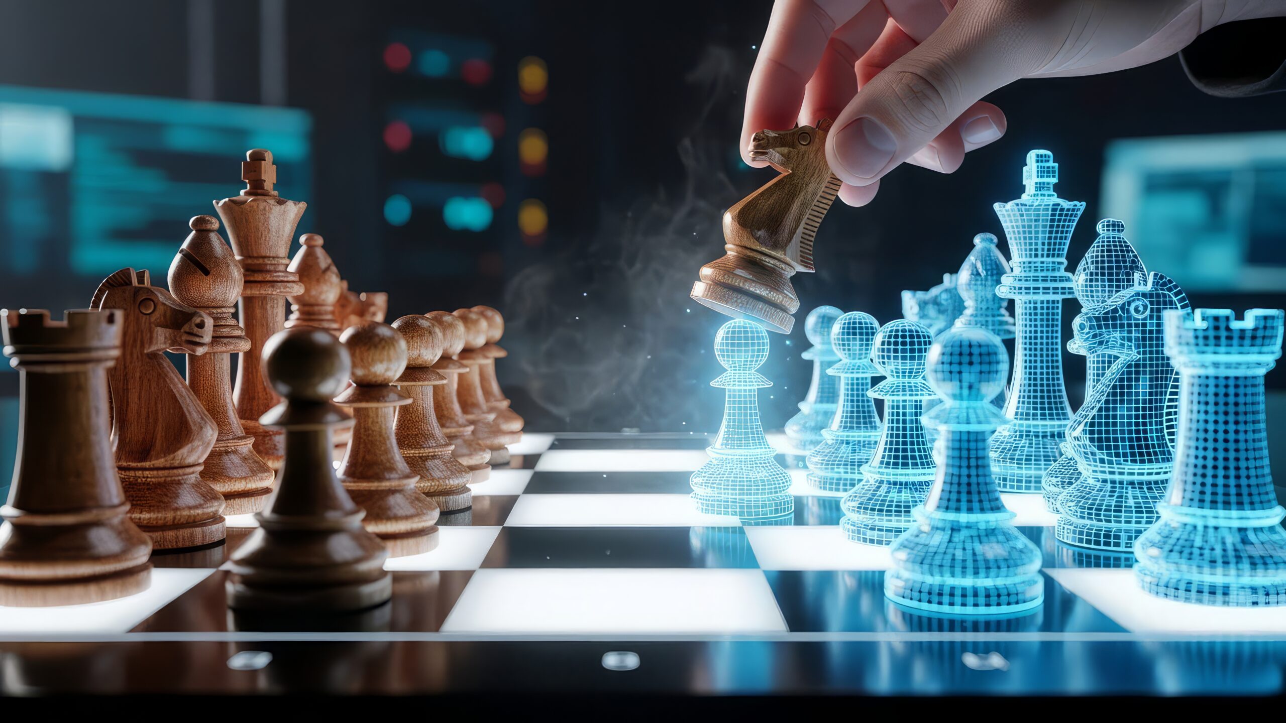 Sequence of chess pieces representing how each startup hire builds on the one before it